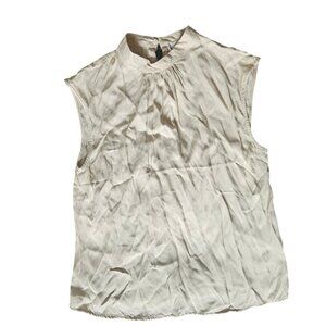 Mango Sleeveless High Neck Beige Tank